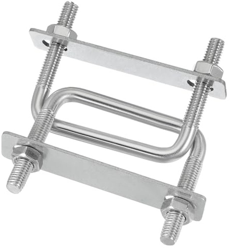 PATIKIL Square U-Bolts, M8x60x60mm Square Bend U-Bolt 304 Stainless Steel Pole U Bolt with Nut Plate Washer for Boat Trailer Camping Sailboat, Pack of 2