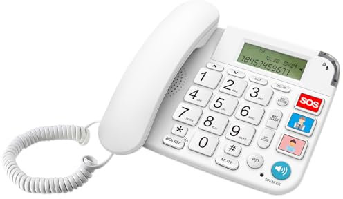 NODFU Telefono Fisso con Sim, Telefono Domestico, Pulsante Big, One Touch, Volume Elevato, Manite, Adatto per Ufficio, Hotel E Uso Domestico