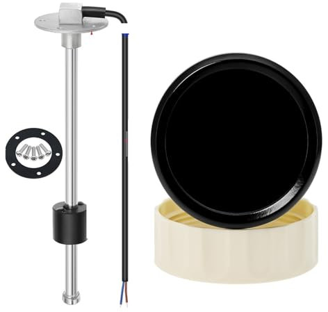 Indicador de Nivel de Combustible, Indicador de nivel de combustible dual 2 en 1 de 52 mm + voltímetro con luz de alarma Sensor de nivel de combustible de 0-190 ohmios for automóvil marino universal p