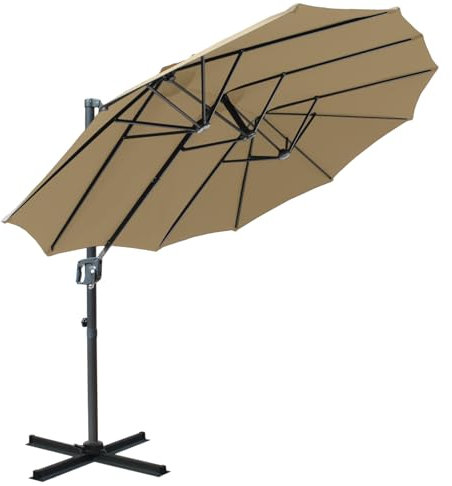 RANSENERS Ampelschirm Doppelsonnenschirm Oval 400x240cm - Schirmständer Optional - Sonnenschirm mit 360° Drehbar - UV50+ Stoff Schützen Sie sich vor Sonnenstrahlen im Garten