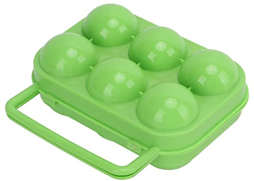Portable 6 Eggs Container, 6 Grid Eggs Box, Shatterproof Egg Storage Carrier with Independent Partition Design for Outdoor Indoor Picnic Camping (Green)