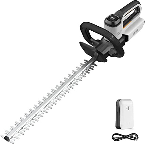 Litheli 20V Cordless Hedge Trimmer 20 (0.8 Cut), Lightweight Battery Powered Bush Trimmer with Carbon Steel Dual Action Blade, Ergonomic D-Grip Shrub Trimmer for Garden Yard (2.0Ah Battery Incl.)