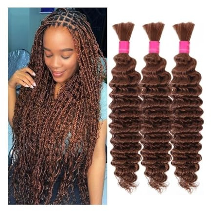 zhongqunli Tressage de Cheveux Humains, Extensions de Cheveux naturels en Vrac for Tresses bohèmes, ondulées Profondes, sans Trame(10inch 1PC)