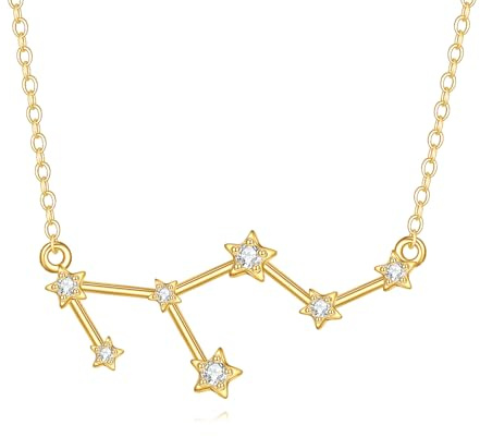 KECHO 14 Karat Gold Jungfrau Halskette Sternzeichen Anhänger Echtgold Schmuck Geschenk für Damen