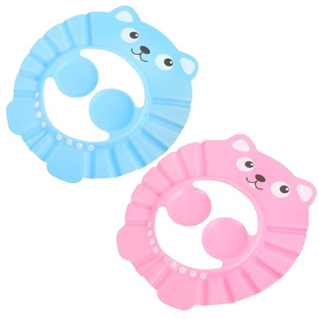 Milisten 2stücke Pack Badekappen mit Verstellbarem Visier für Junge Mädchen aus Robustem Eva-material in Blau und Rosa für Kopfumfang
