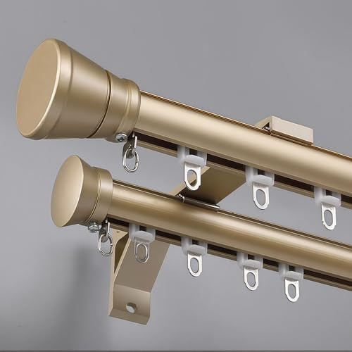 2-Läufige Gardinenstange Innenlauf Wandmontage, Leise Doppelreihige Gardinenschiene Aluminium Vorhangschienefür Wohnzimmer Schlafzimmer Vorhänge, Deckenschiene Raumteiler, Einfache Installation-3m