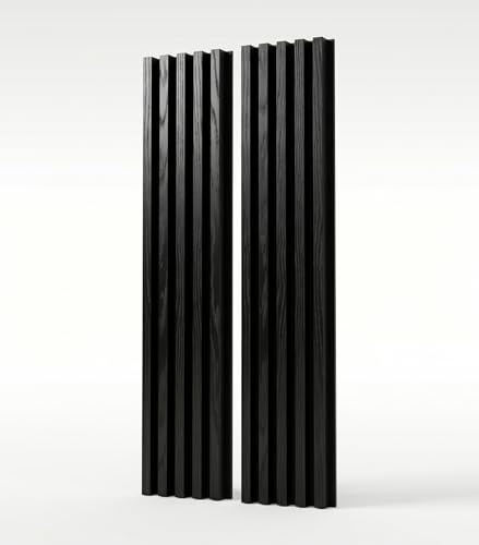 MEBANO Panneaux Acoustiques MDF 2x (26,5x240 cm) Noir Effet Bois sur Plaque Noire – Revêtement Mural Acoustique