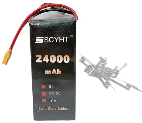 SSCYHT Batterie Lipo 6S 22,2 V 16 000 mAh 30 000 mAh 40 000 mAh Batterie Rechargeable 22,2 V Batteries Lithium pour Drones pour Moteurs 50 W à 888 W avec Port XT90-S,22.2v24000mah 1pack