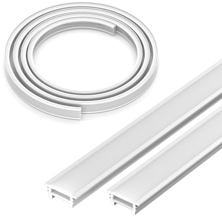 FCOB T2010 3M Profili in silicone neon Canaletta LED Bianco Latte | 120° Illuminazione flessibile a luce riflessa per strisce LED COB SMD da ≤18 mm (striscia LED non inclusa)