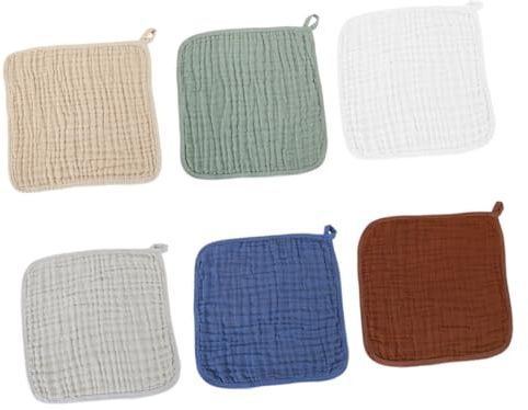 HANABASS Paños para Eructar Bebés 6 Piezas de Muselina de Algodón 100% Suave y Absorbente 6 Colores para Recién Nacidos Toallitas Multiuso para Alimentación Baba y Sudor