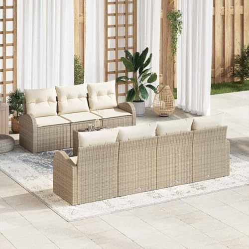 QZZCED Set da giardino moderno con tavolo e poltrone in polyrattan, 3 posti e 4 poltrone esterne, mobili da terrazza resistenti in vetro temperato per spazi esterni,