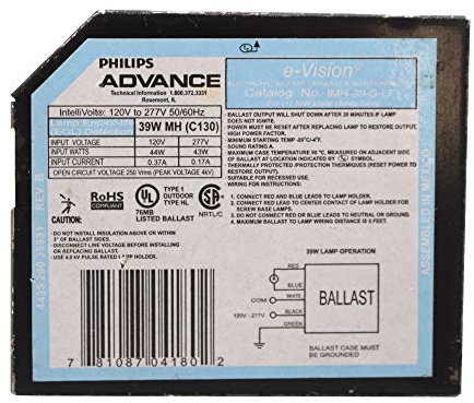 Advance IMH-39-G-LF Electronic MH Metal Halide Ballast, 1-Lamp, C130 39W, 120/277V