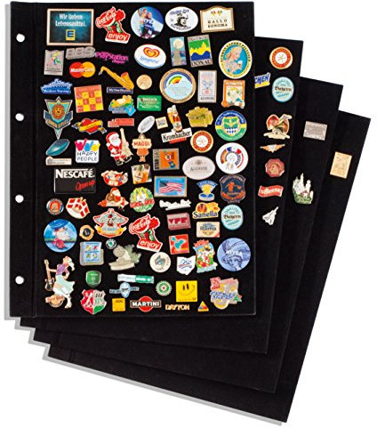 Leuchtturm 339966 Tableros para álbum de alfileres con Funda de Terciopelo Negro, Paquete de 4