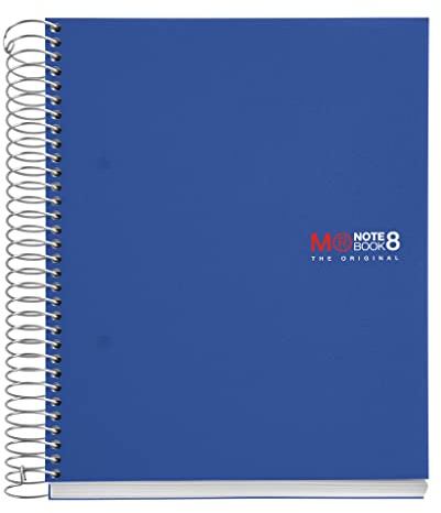Miquelrius - A5 kariertes Notizbuch 5 mm, 200 Blatt mit 8 Farbbändern, extraopakes 70 g/m² Papier, robuste Polypropylen-Deckel mit 2-fach Lochung, Notebook The Originals, Blau | Einband aus robustem Polypropylen, extra blickdichtes Papier von 70 g/m², 2 Löcher zum Abheften, Notebook The Originals
