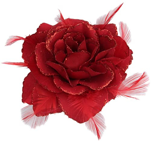 Rote Rosen Haarspange Große Rosen Fascinator Blumen Haarspange Rote Haarzubehör Clips Elastisch Hochzeitsblume, 1 Stück