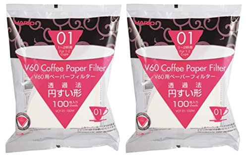 Hario VCF-01-100W V60 Papierfilter für 01 Kaffee Dripper, weiß x 2Pack (Gesamt 200 Stück) Wert Set