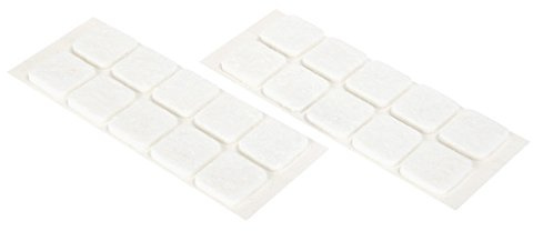 COGEX - Patin adhesif carré feutre - Couleur: Blanc - 20 x 20 mm - 20 pièces - Facile et rapide à poser - Anti-rayures - Protège les sols de façon à déplacer les meubles sans rayer le sol