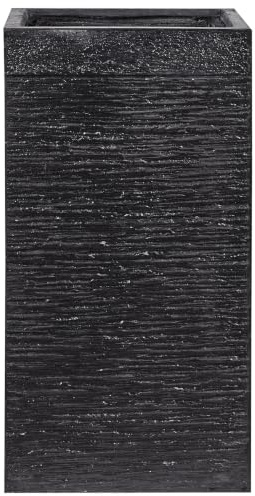 Beliani Vaso da Fiori Quadrato Nero per Esterno o Interno 40 x 40 x 77 cm