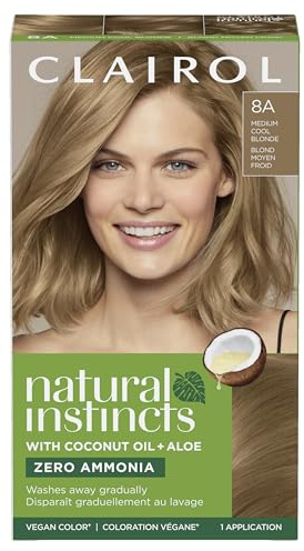 Clairol Natural Instincts Demi-Permanent Hair Dye, 8A Medium Cool Blonde Hair Color, Pack of 1