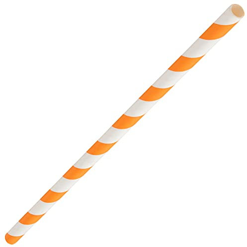 Orange & White Paper Straws 8inch-Pack of 250
