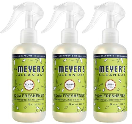 MRS. MEYER'S CLEAN DAY Room Freshener, Lemon Verbena Scent, 8 Ounce Non-Aerosol Spray Bottle (Pack of 3)