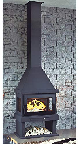CHIMENEA DE LEÑA FM MODELO C-303 T (CRISTAL SERIGRAFIADO E INTERIOR EN FUNDICION)