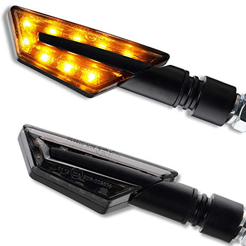 Germany Motorsports 12V LED Motorrad Blinker Paco vorn hinten schwarz getönt universal Motorradblinker Roller Moped 1 Paar 2 Stück