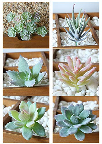 BaiJ Artificial Succulent Plants,6 Pack Mini Faux Succulent Plant Green Unpotted Faux Flower Echeveria Picks for Home Office and Outdoor Decoration Decor