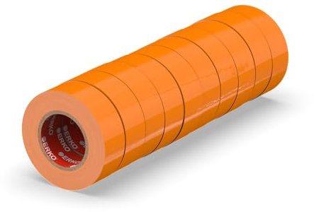 ERKO Nastro Isolante elettrico arancia 15 mm x 10 m 10 Pezzi PVC Per isolare, Riparare e legare, nastro adesivo, Per tensioni fino a 6 kv, elettrici professionali, flessibile