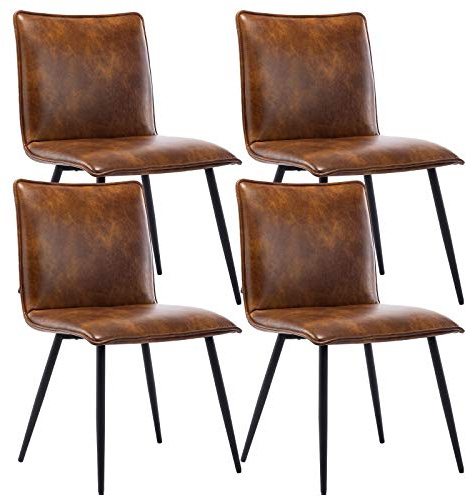 DUHOME PU Leather Dining Chairs Upholstered Chairs Set of 4 Side Chair Yellowish-Brown