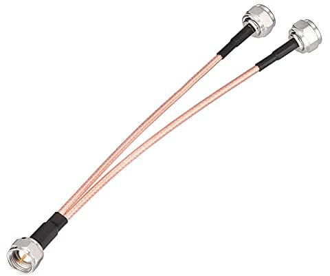 Superbat F-Type Male to Dual Male Coaxial Cable Splitter 2 Way 75ohm RG6 V Type TV Coax Splitter Cable 15cm for TV Satellite Receiver LTE Filter Audio Video Equipment etc