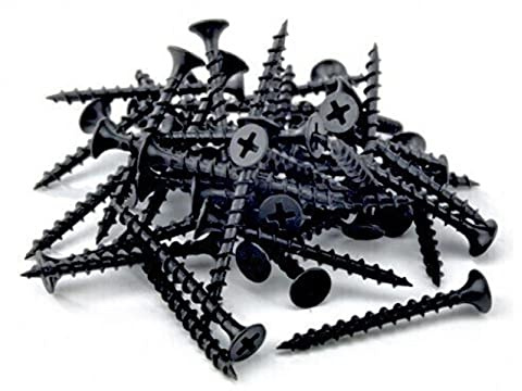 200 x 25mm Screws Black for Wood Plasterboard Drywall Corse Thread Black Phosphate
