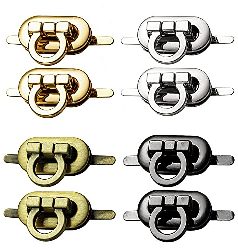 Niaciswe Taschenverschluss Metall 8 Sätze Taschen Verschluss Taschenverschlüsse Steckschloss für Taschen Twist Turn Lock Steckschloss Drehverschlüsse Tasche Zubehö Schwarzes Silber Goldene Bronze