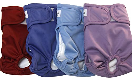 JoyDaog Hundblöjor för stora hundar, 4-pack återanvändbara, tvättbara premium hundblöjor för värme, inkontinens, period hundtrosor, XL