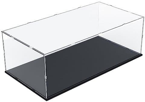 Nynelly Schaukasten Vitrine Acryl für Sammlerstücke, Vitrine für Lego 42083 42096 42172 42143 Transparente Acrylbox mit Basis Staubdichte Display-Box Modellauto Sammlervitrinen, 60x30x20 cm, Schwarz
