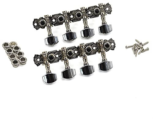 FLFL Mandolin Pegs 4 Quadruple 8-string Pegs Button Quasi-knob Winder Silver Tuner Machine Heads Knobs