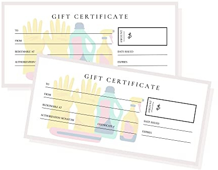 Blank Gift Certificates | 30 Pack | Cleaning Service | House Cleaner Supplies | 3.75 x 8.25 inch Size Gift Card | Small Business Gift Certificate