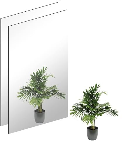 TSKDKIT 2 Stücke Wandspiegel Selbstklebender Glasspiegel HD Dekorative Wandspiegel 40 x 30cm Rahmenlos Spiegel Groß für Gäste WC, Badzimmer, Ankleidezimmer, Wohnzimmer etc