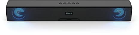 groov e Soundbar 20 - Portable Bluetooth Sound Bar with USB, TF Card, & AUX Playback - Speaker with 20W Power & Super Bass - LED Light Mode, Rechargeable Battery, Voice Assistant - Black