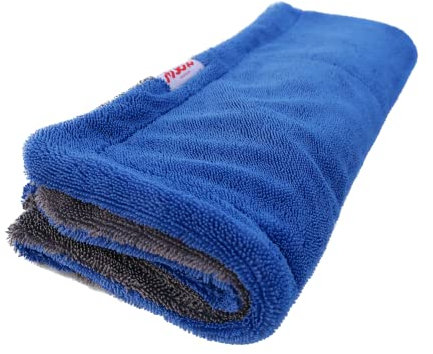 Toalla Microfibra Bicolor | Seca Completamente tu Coche de una pasada | Máximo Grosor 1400GSM | Azul & Gris | Tamaño XXL 500x800mm