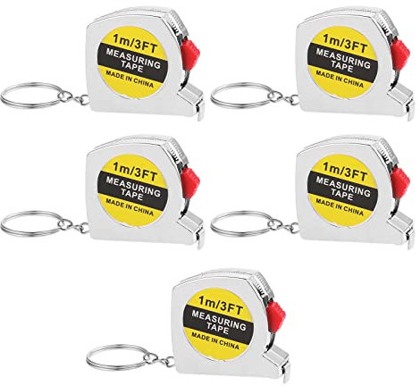 cobee Mini Tape Measure with Keychain, 1 Meter/ 3 Feet Retractable Measuring Tape Portable Small Measurement Tape Slide Lock Tape Measure 5 Pcs