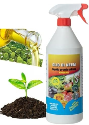 1Litro di Olio di NEEM Spray liquido BIOLOGICO piante Afidi Agricoltura Universale per orto fogliare ortaggi Kiwi Limoni mirtilli Melograno Verdure Olivo Vite Frutti per agrumi