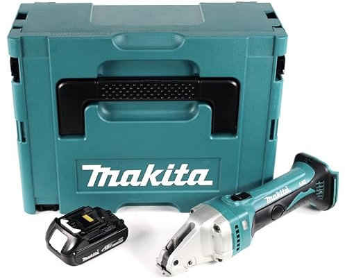 Makita DJS 161 Y1J Cisaille à tôle sans fil 18 V Li-Ion en coffret Makpac + 1 batterie 1,5 Ah – sans chargeur
