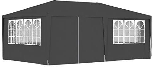 Homgoday Gazebo Professionale con Pareti 4x6 m Antracite 90 g/m², Gazebo da Giardino, Gazebo Ombrellone da Giardino Spiaggia Pesca Esterno Antivento per Arredo Giardino Terrazzo Ambienti