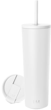 Simple Modern Isolerad Tumbler med lock och sugrör | Iskaffekopp Återanvändbar Rostfritt stål Vattenflaska Resemugg | Gåvor för Kvinnor Män Henne Honom | Klassisk kollektion | 8 oz | Vinter Vit