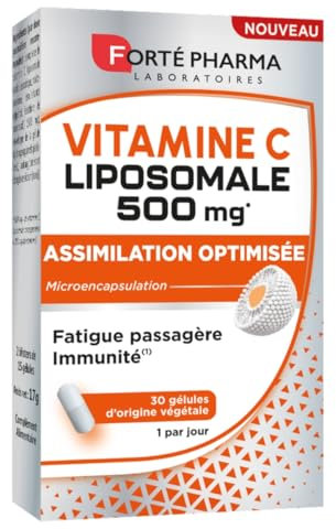 Forté Pharma – Vitamine C Liposomale 500 mg | Complément Alimentaire Défenses immunitaires & Anti fatigue - Assimilation optimale - Gélules végétales - Dès 12 ans | 30 gélules, 1/jour