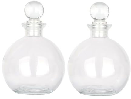 Magic Season Decorative Glass Bottles - 260 ml Potion Bottles (2 Sets w/Glass Stoppers)