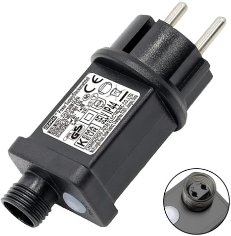 Cozymeow 31V 6W AC Netzteil Lichterkette 8 Modi Stecker mit Timer | Speicherfunktion, Lichterkette Ersatz Wasserdicht Adapter Trafo für Außen Innen Weihnachtsbeleuchtung Eisregen Lichtervorhang
