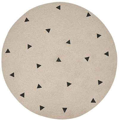 Beliani Teppich Baumwolle beige mit geometrischem Muster rund 140 cm Kurzflor modern Durg