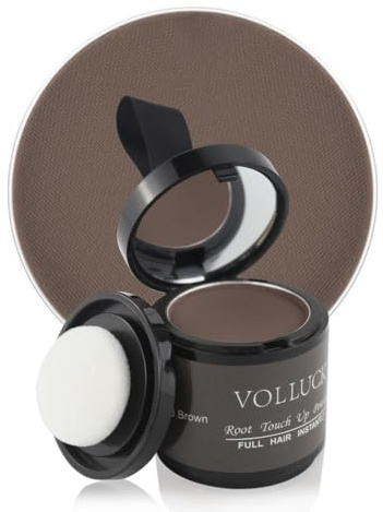 VOLLUCK Root Touch up Powder 10g – Covers Grey Roots & Conceals Thinning Hair, Hairline Powder for Men & Women – Natural Look, Easy to Use & Compact for Quick Touch Ups (Medium Brown)